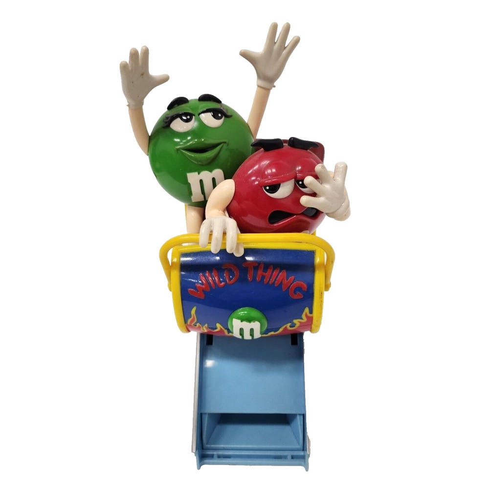 Vintage Mars 1991 Red & Green M&M's Wild Thing Roller Coaster Candy Dispenser